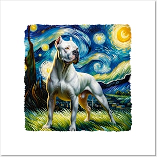 Starry Dogo Argentino Dog Portrait - Pet Portrait Posters and Art